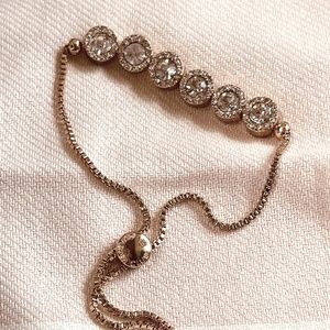 Adjustable Rose Gold Colored Rhinestone Bracelet-Charter Club